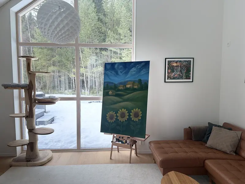 Akrylmålning Fields of home av Lena Sabadina
