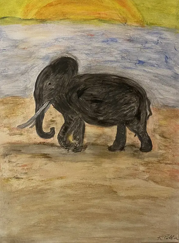 Akrylmålning Elephant Journey av Kicki Pallin