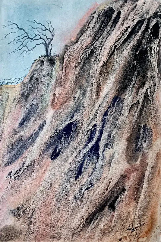 Akvarell The lonely tree. av Annelie Wadin