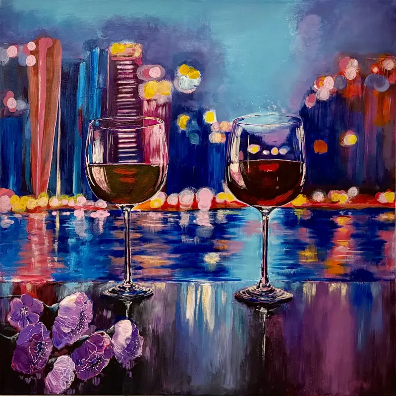 Akrylmålning Red red wine av Anna Lindholm