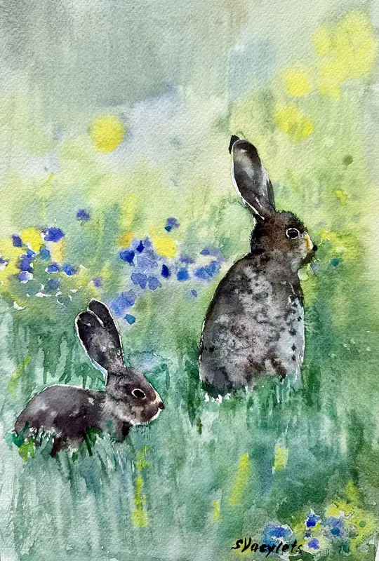 Akvarell Ungdomar av Svitlana Vasylets