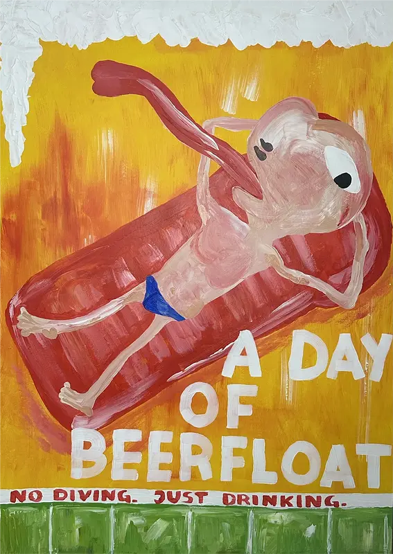 Akrylmålning A day of beerfloat av Magnus Hedin