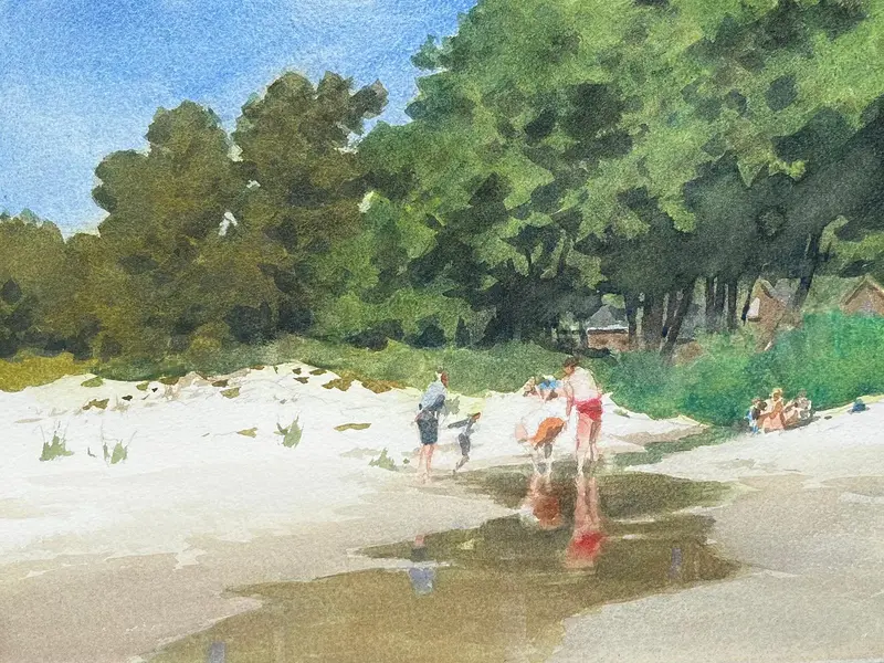 Akvarell Strandlek av Nils Danielsson
