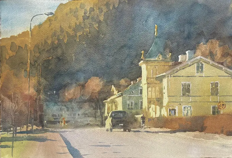 Akvarell Spring gold av Nils Danielsson