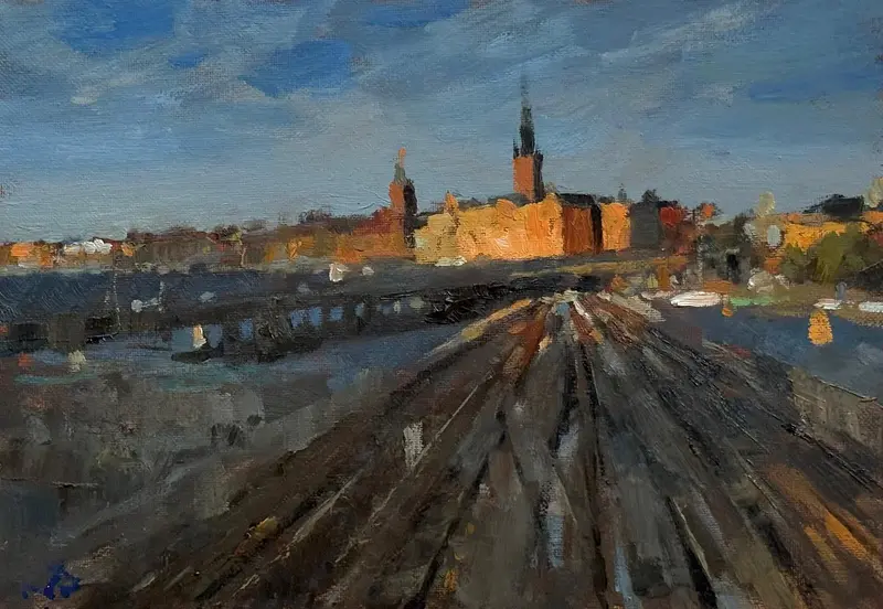 Oljemålning Light rail av Nils Danielsson