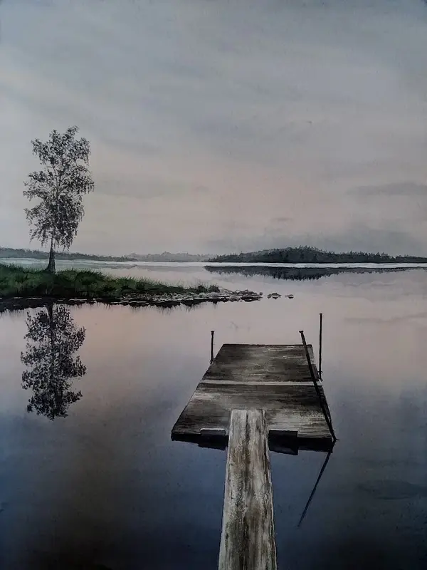 Akvarell En till sommarnatt av Anna Löfstrand