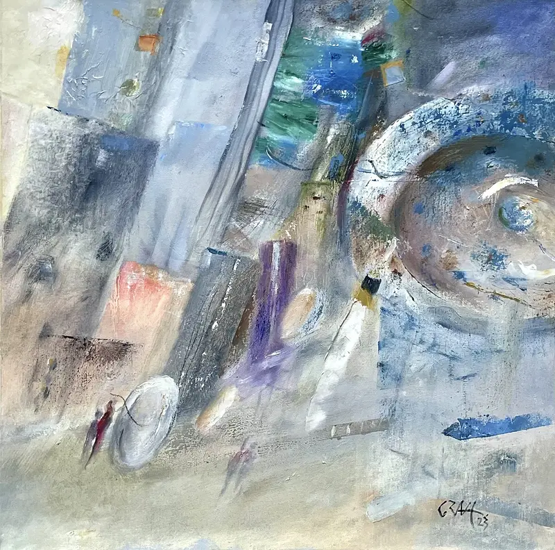 Oljemålning CLOCKWORK av Thomaz Grahl