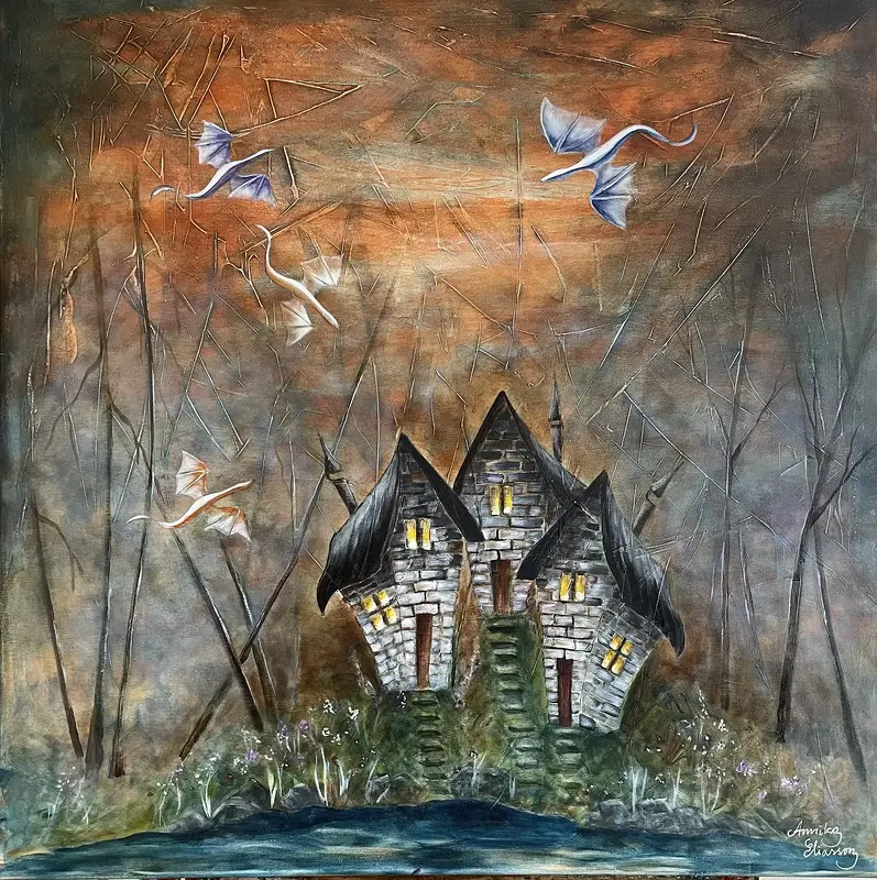 Akrylmålning The house of the Dragons av Annika Eliasson