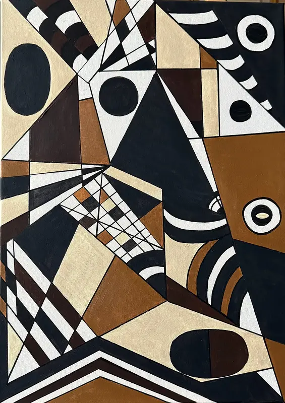 Akrylmålning Broken Symmetry av Sabine Garpered