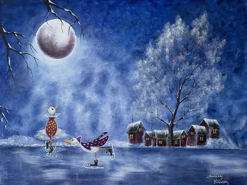 Akrylmålning Isdans av Annika Eliasson