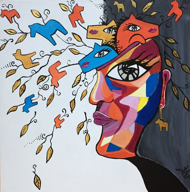 Akrylmålning Colorful av Catarina Hjort Tolstoy