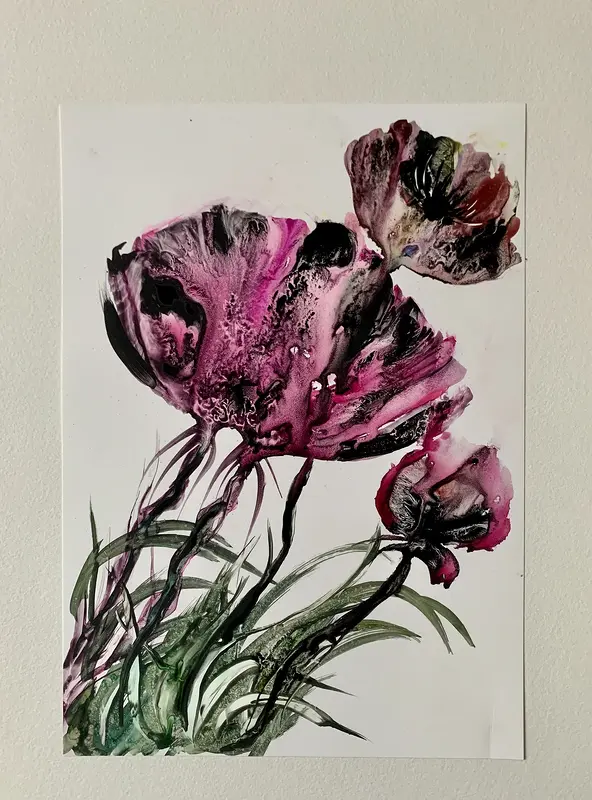 Akvarell Dreaming in pink. av Annelie Wadin