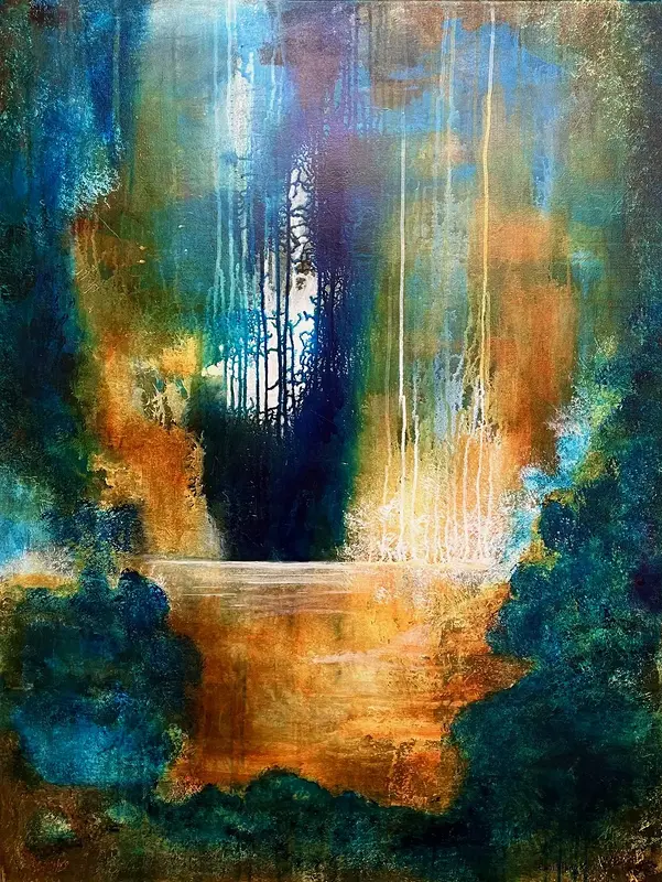 Akrylmålning Regnskog av Ewa Löfling