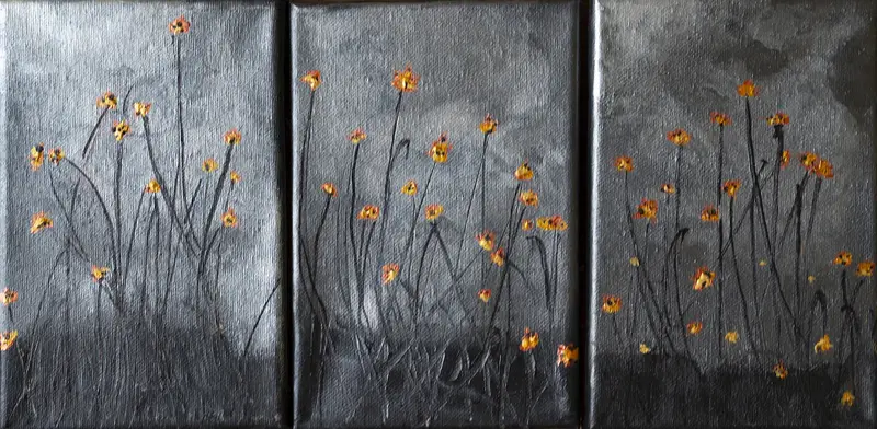 Akrylmålning Eldblommor av Gunilla Crantz