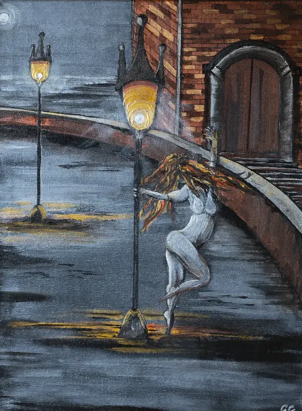 Akrylmålning Utomjordisk måne av Gunilla Crantz