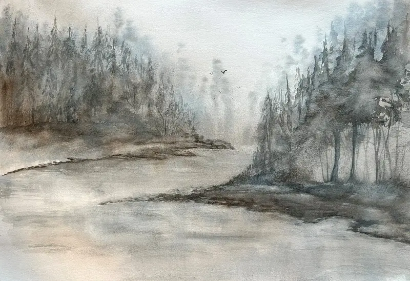 Akvarell Längtar efter ljus av Inger Axbrink