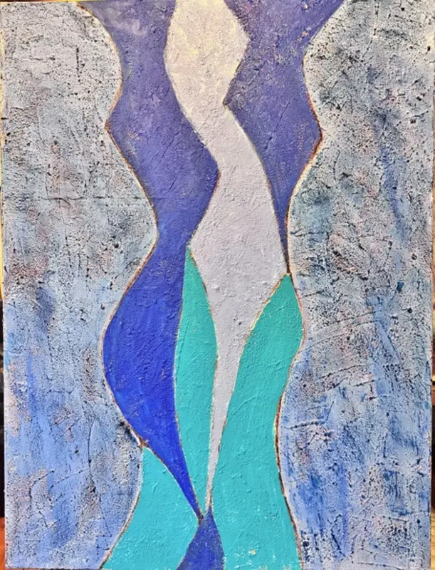 Akrylmålning Kvinna i blått av Eva Filubelli