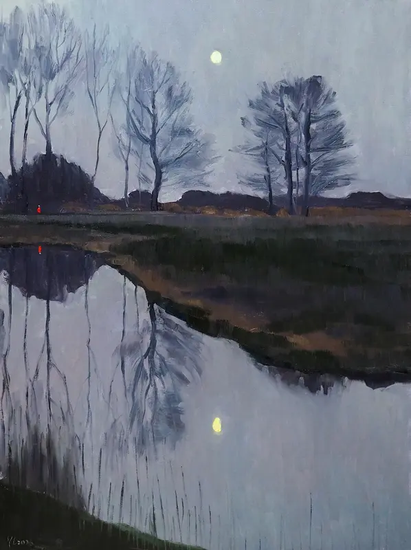 Oljemålning Månen av Yuanyuan Liu