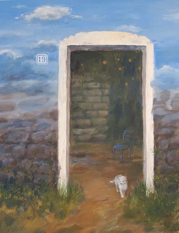 Oljemålning Dörr Azorerna av Marita Bergström