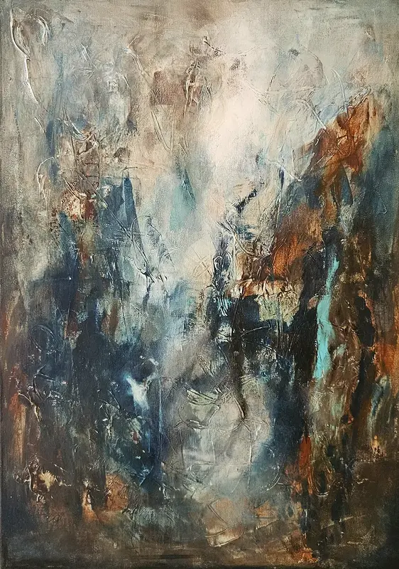 Akrylmålning Blue light av Gunilla Valdemarsdotter