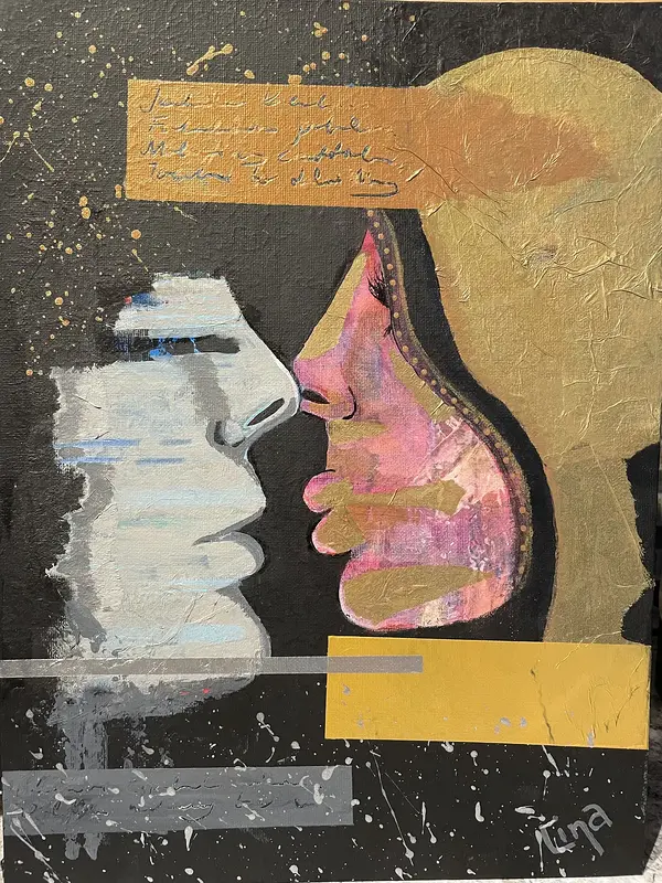 Akrylmålning Kiss av Lina A Nordblad