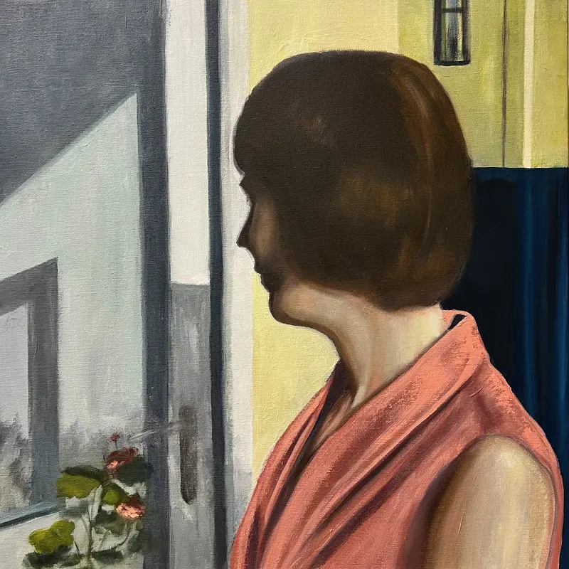 Oljemålning Balkongen 1966 av Charlotta Eker