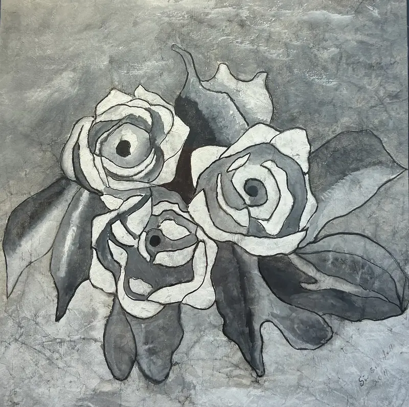 Rosor, svart vit, inglasad av Siv Sundell