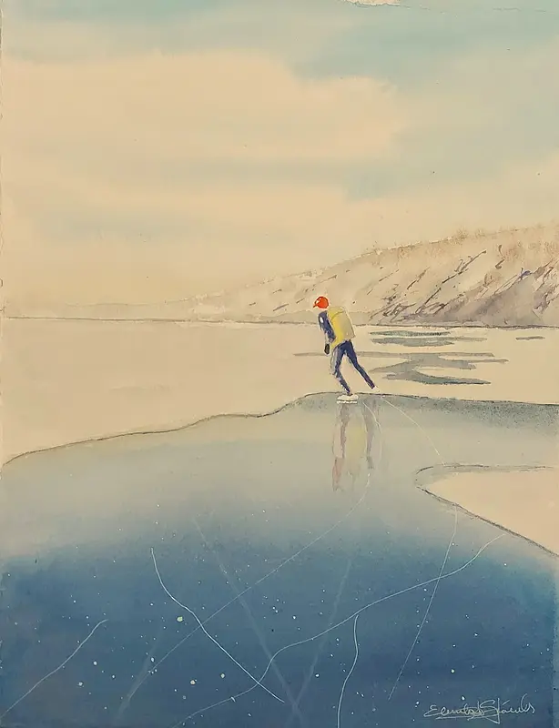 Akvarell Med ryggsäcken på av Elisabeth Sjölander