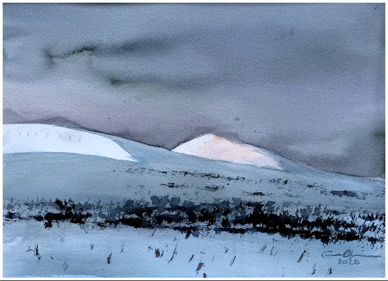 Akvarell Fjäll av Göran Ekström