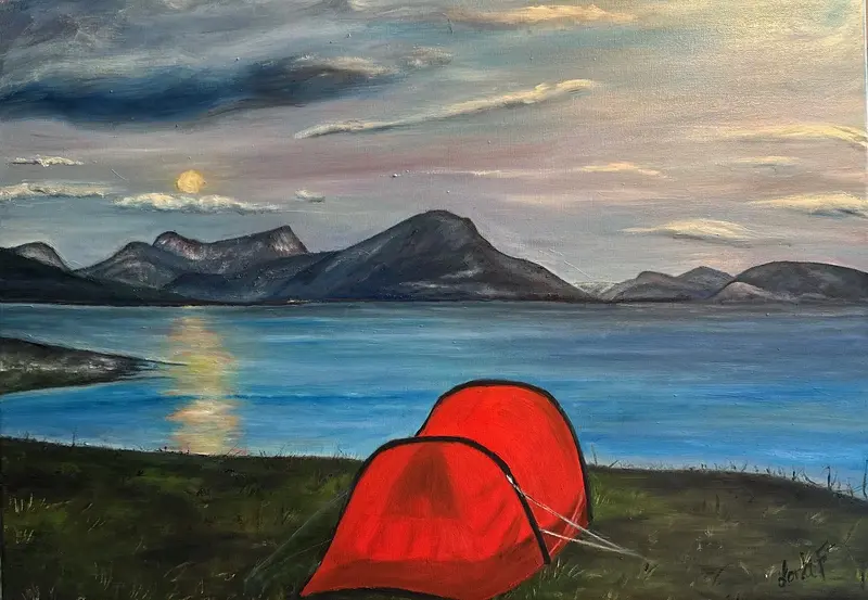 Oljemålning Tältet av Lena Folkesson