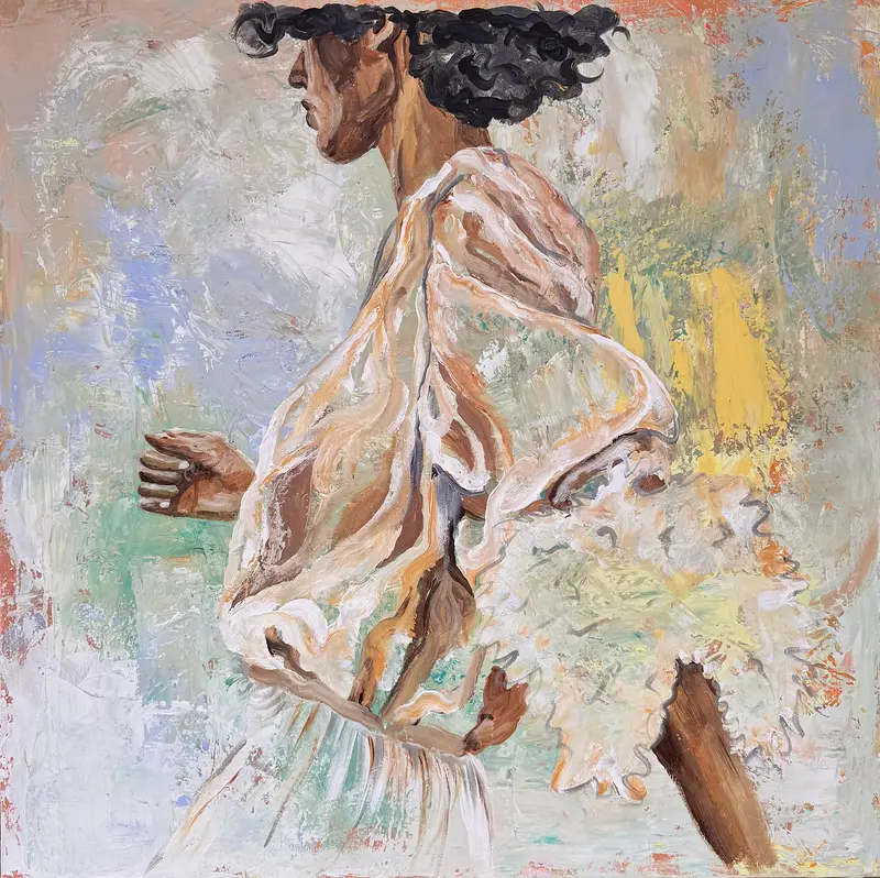 Akrylmålning Jamila av Malin Ask