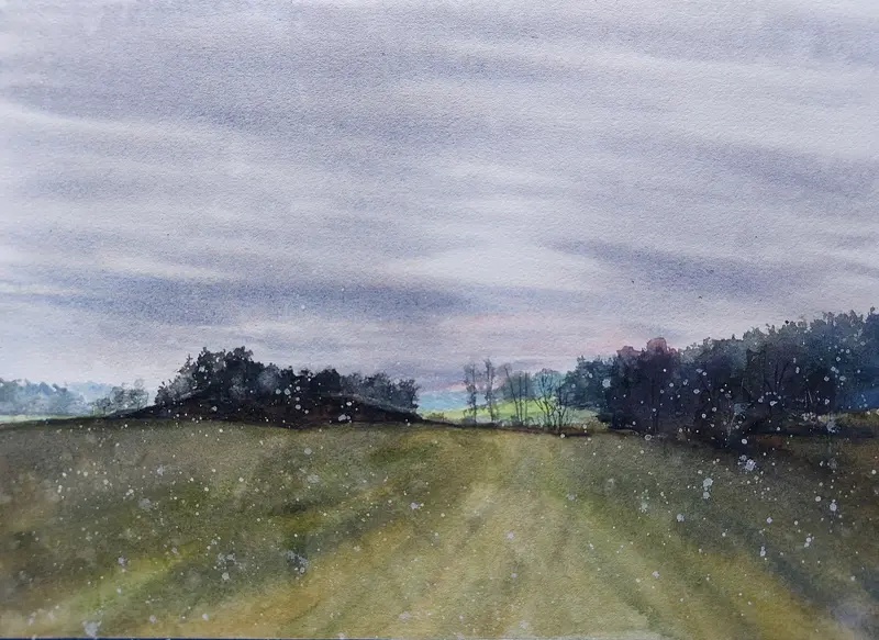 Akvarell April, vintern kommer och går* av Johan Sandell