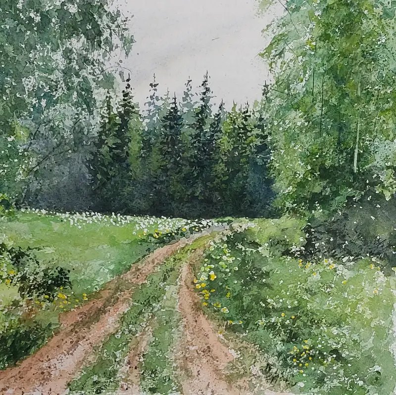 Akvarell Som en grön vägg* av Johan Sandell