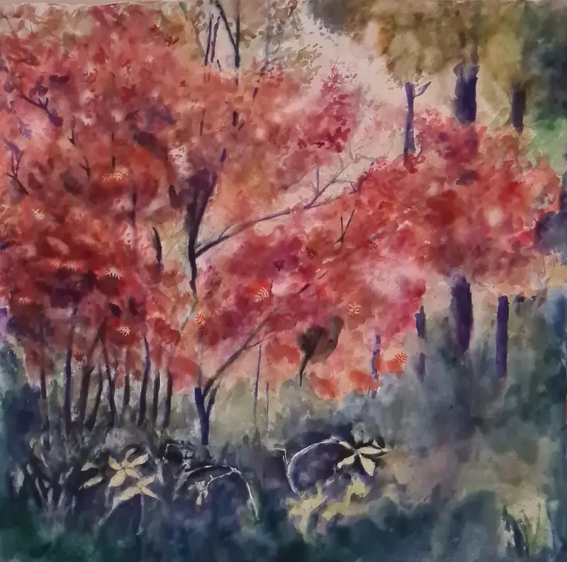 Akvarell Rönnbuske av Into Särkelä