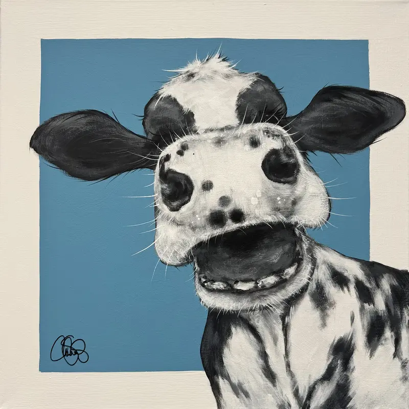 Akrylmålning COW 513 Smooch av Matilda Skoglund