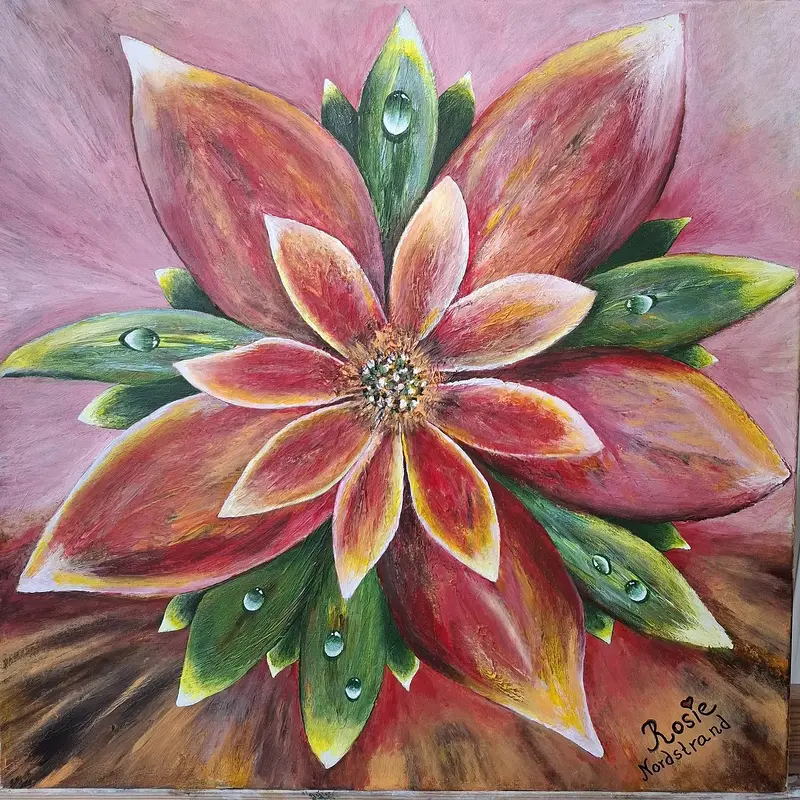 Akrylmålning Blomman med dropparna av Rosie-VedicArt Nordstrand
