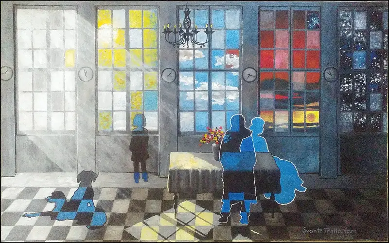 Oljemålning Lång dags färd mot natt av Svante Trottestam