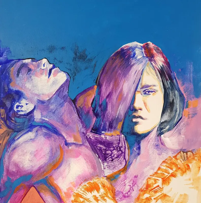 Akrylmålning Talk to me av Daniel Vandinja