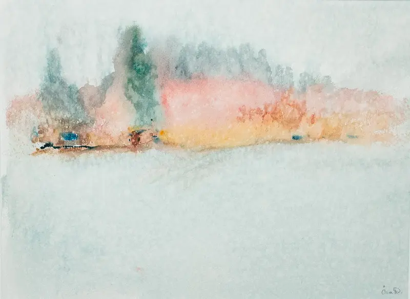 Akvarell Enen vid klippan av Åsa Elisa Dahlbeck