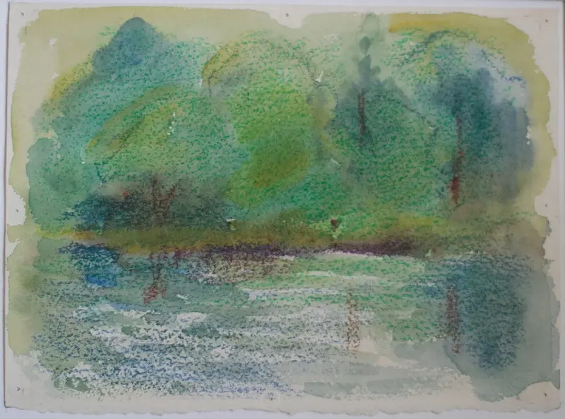 Akvarell Vid ån av Åsa Elisa Dahlbeck