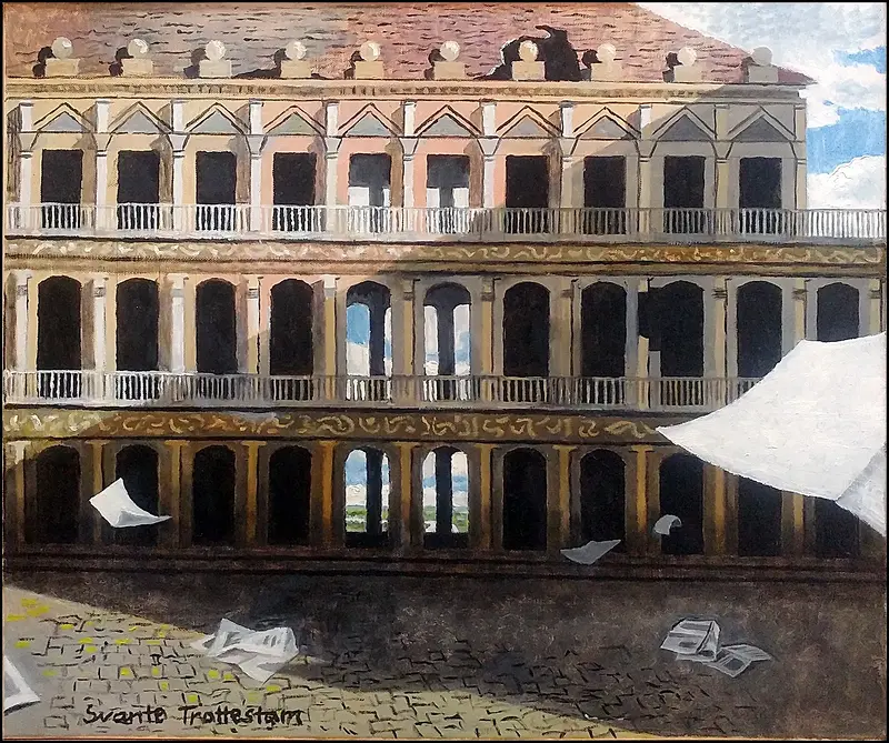 Oljemålning Vind över Torget av Svante Trottestam