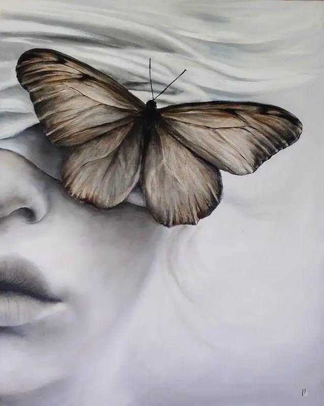 Oljemålning Grisaille av Lotta Björk