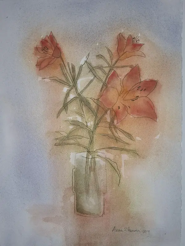 Akvarell Blommor av Anna Schyberg Hansen