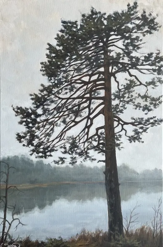 Akrylmålning En dag i grått av Sabina Dalberg