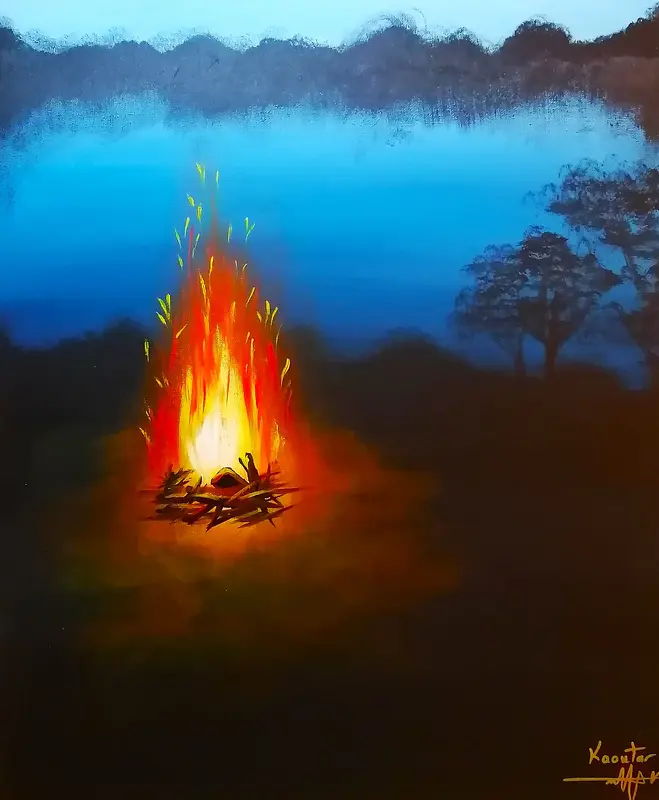 Akrylmålning Fire light up av Kaoutar EL Karfi