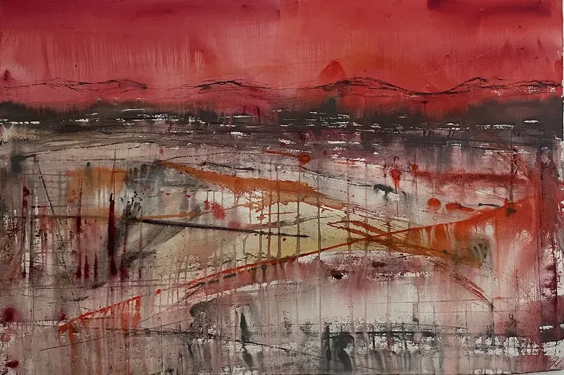 Akvarell Improvisation II av Dag Lundblad