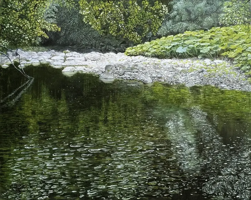 Oljemålning Skogssjö av Sofia Bexelius