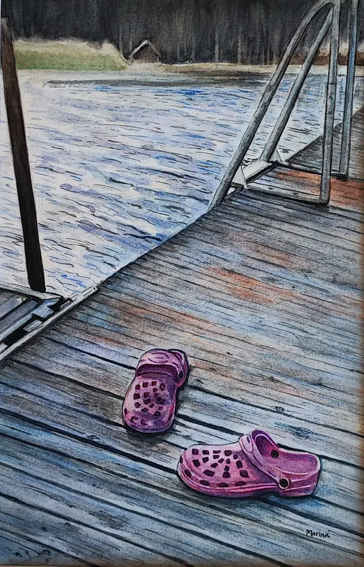 Akvarell Kvällsdoppet av Marina Nilsson