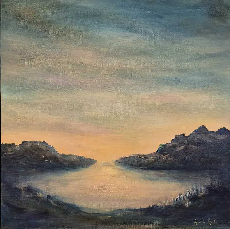 Akrylmålning Sunset av Annica Andersson