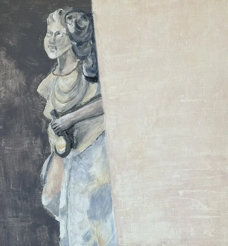 Akrylmålning Skulptur III, Villa Giovanni (Close) av Elisabeth Tornberg